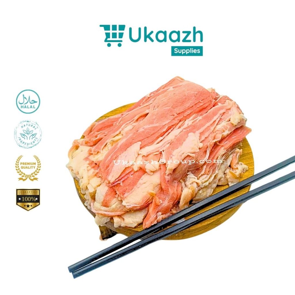 

Ukaazh Daging Sapi Slice Yohinoya Sukiyaki Hotplate BBQ Beef Shortplate Kualitas Premium Meat 1/2 Kg 500 Gram Frozen Fresh Segar Bersertifikat Halal