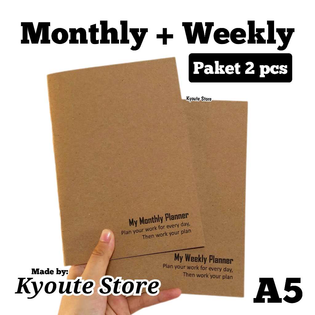 

[Paket 2 Pcs] Buku Undated Monthly Planner Versi 2 dan Weekly Planner Versi 4 Kyoute Ukuran A5 Agenda
