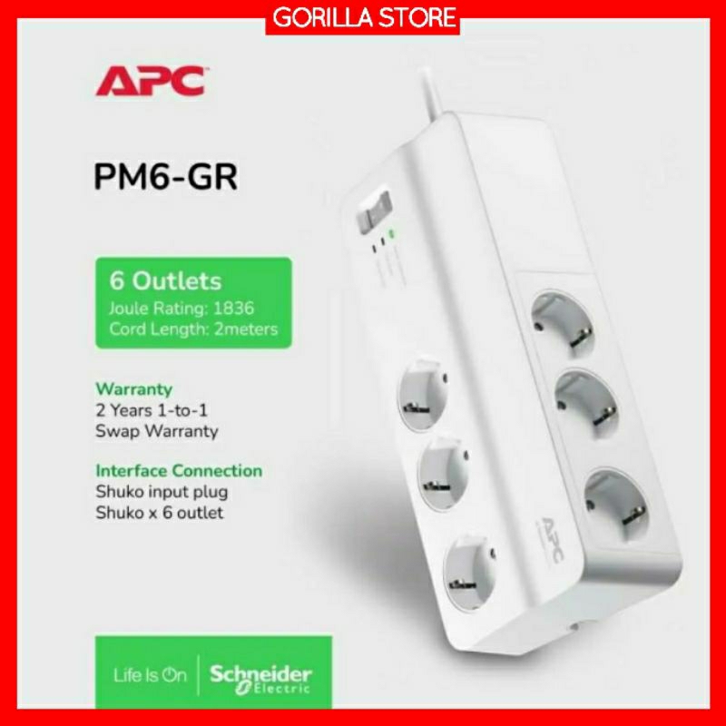 APC Surge Protector PM6GR PM6-GR Colokan Anti Petir Stop Kontak