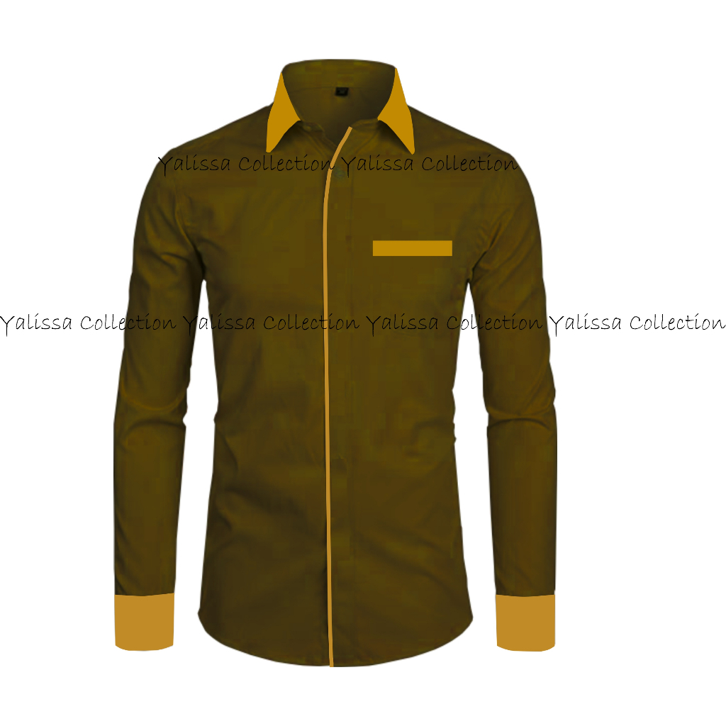 kemeja kombinasi khaki emas kemeja tangan panjang pria wanita seragam kerja semua acara baju safety