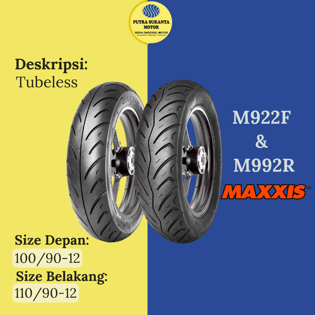 BAN MAXXIS DEPAN 100/90 RING 12, BELAKANG 110/90 RING 12, SCOOPY DAN FREEGO