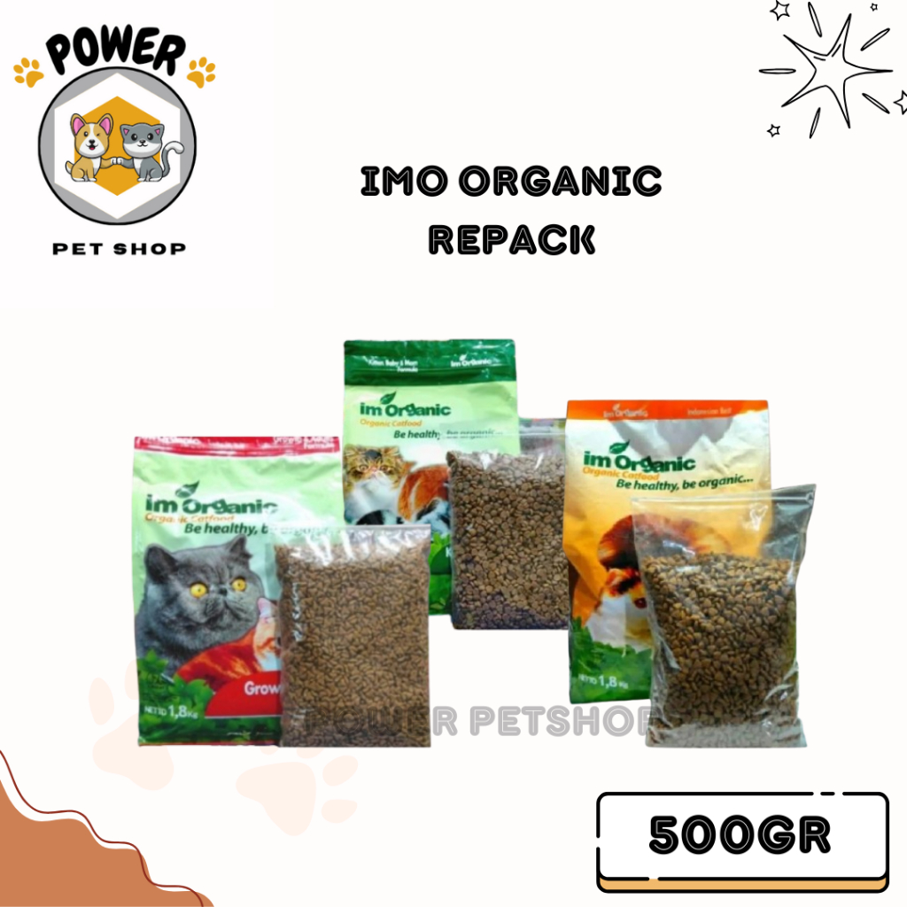 Makanan Kucing - IM ORGANIC Kemasan Repack 500gr Imo kbm Imo Growth Imo Best