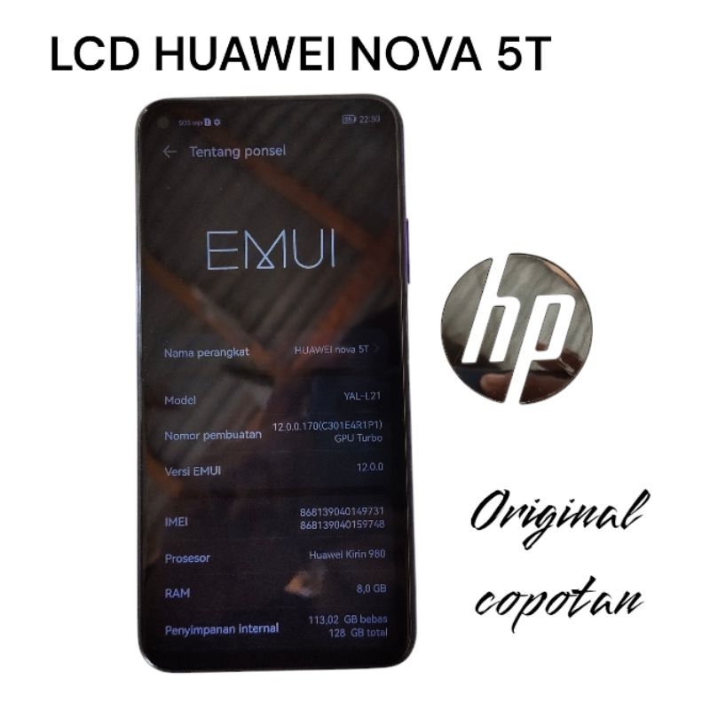 LCD HUAWEI NOVA 5T ORIGINAL COPOTAN 100%