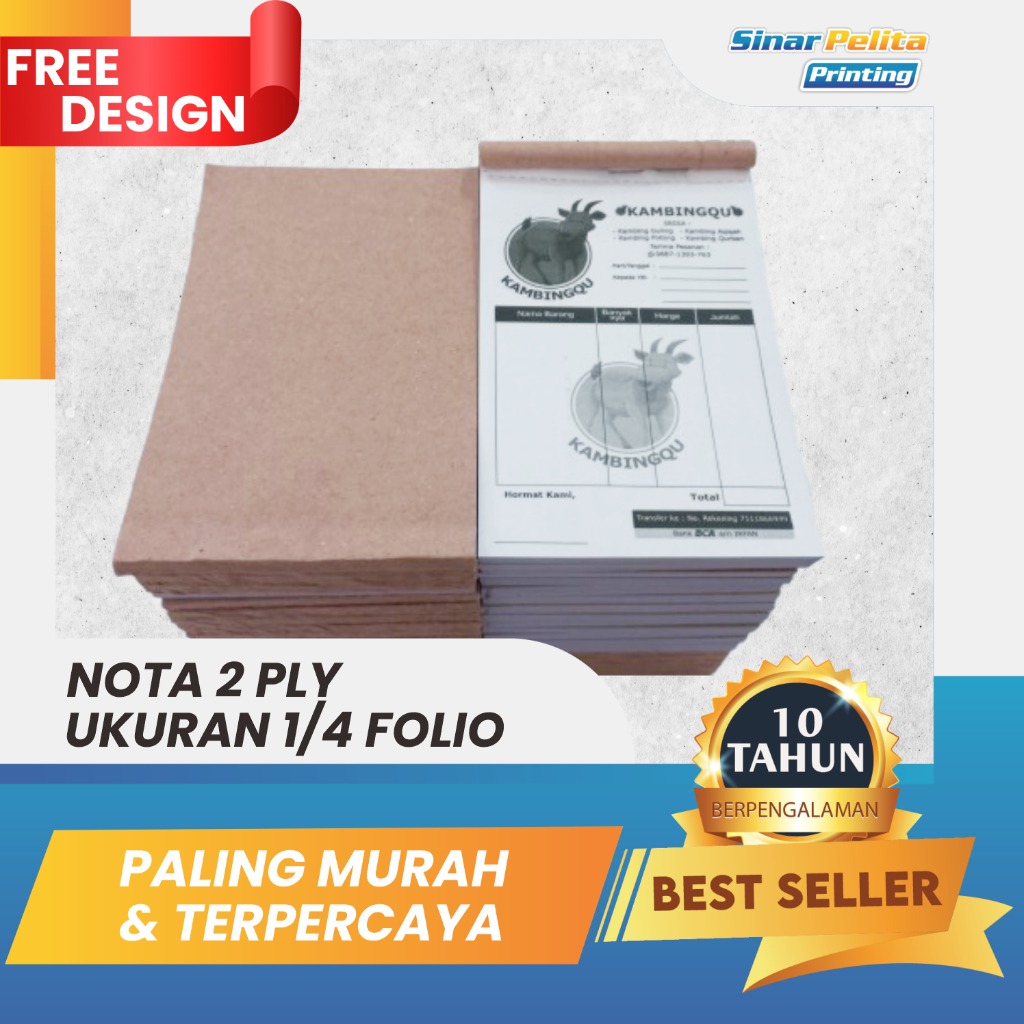 

GRATIS DESAIN Nota ukuran 1/4 folio 2 ply