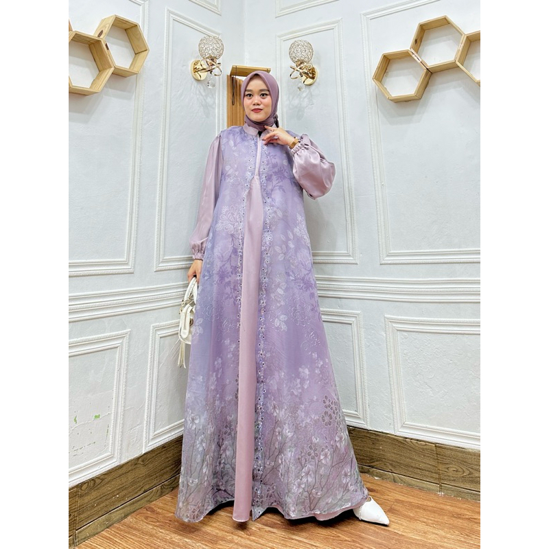 GAMIS SAFIA ORGANZA PRINT PREMIUM GAMIS ORGANZA MIX VELVET PREMIUM GAMIS MUSLIMAH DRESS ORGANZA PRIN