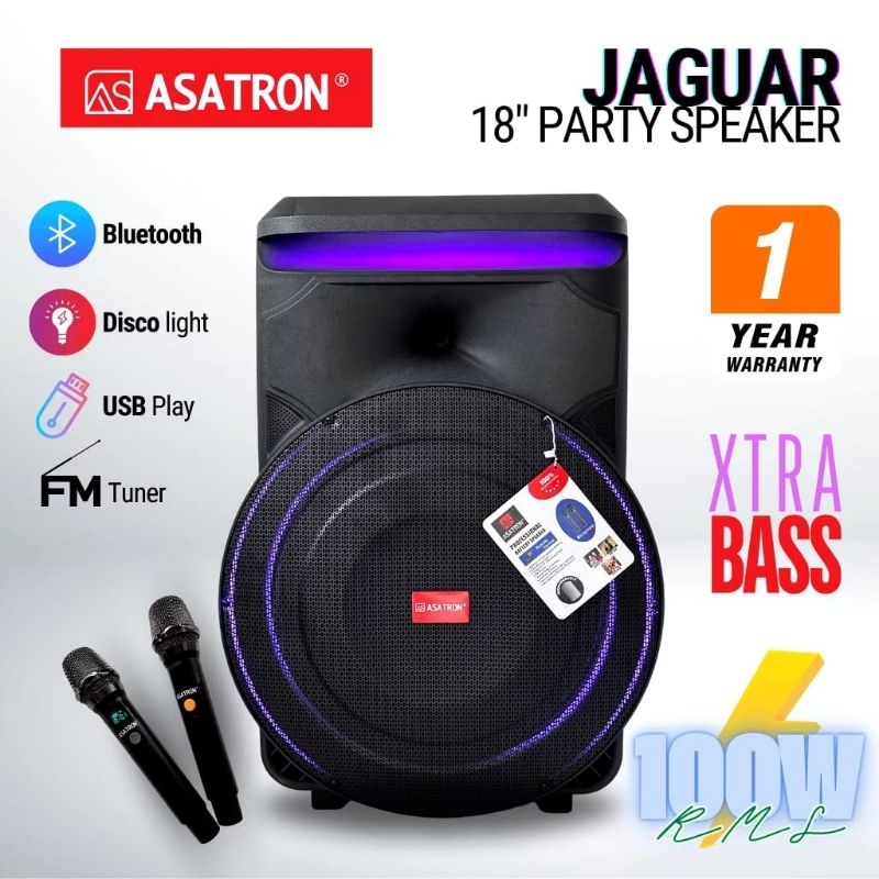 ASATRON JAGUAR 18 INCH ( HT 8902 UKM ) RMS 100 W SPEAKER MEETING PORTABLE BLUETOOTH KARAOKE INCLUDE 