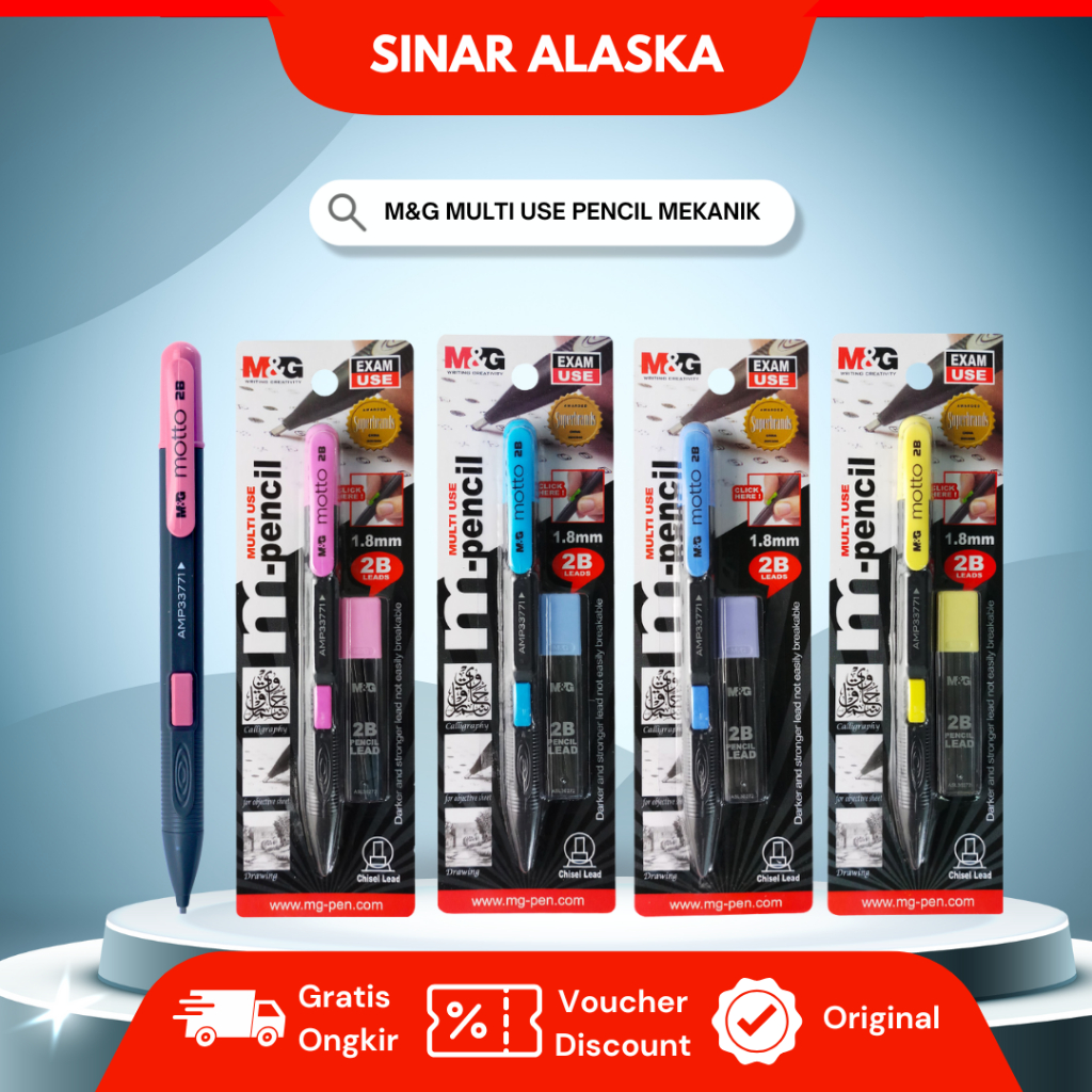 

(FREE Isi Pensil) M&G Pensil Mekanik Set 2B / Pencil Mechanical Multi Use 1.8mm