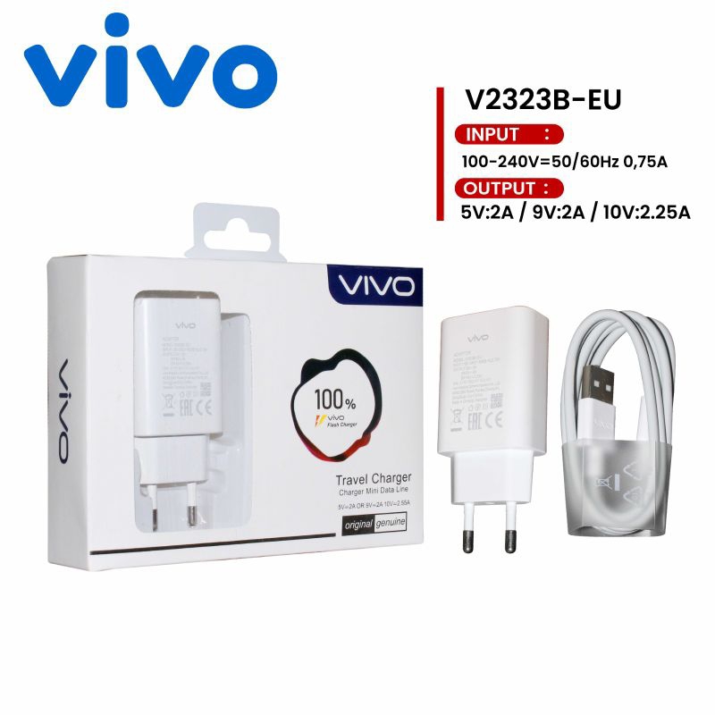 CHARGER VIVO 18WATT MICRO USB ORIGINAL 100% Y12I Y12 Y12S Y15 Y15S Y17 Y91 Y91C Y93 Y95 Y19 Y20 Y20S