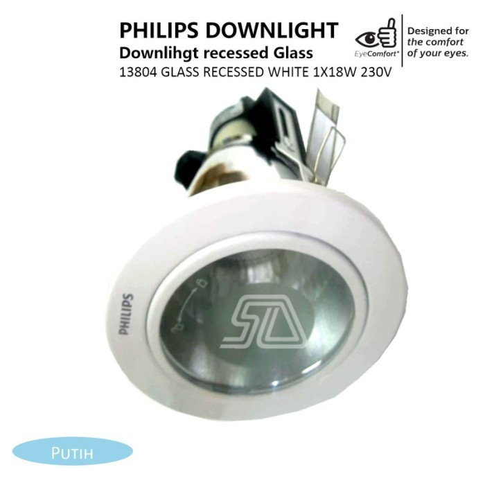 PHILIPS Kap Lampu E27 13804 GLASS RECESSED WHITE 1X18W 230V GN2