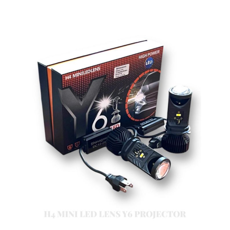 Lampu Head lamp Led Projie H4 Mini Lens Y6 Original Super Terang 45watt motor mobil - sepasang