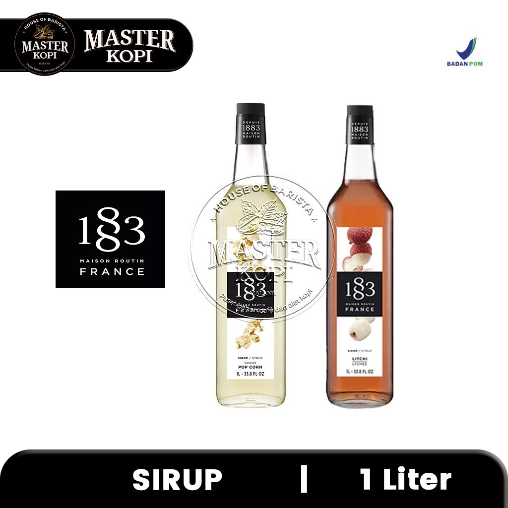 

Syrup 1883 1L Sirup Popcorn / Lychee Botol Kaca 1 Liter Maison Routin France