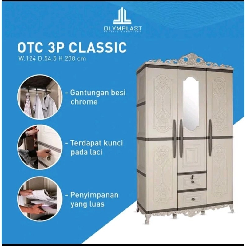 Lemari Pakaian Plastik Olymplast 3 Pintu /OTC 3P Classic/OTC 3P  Modern