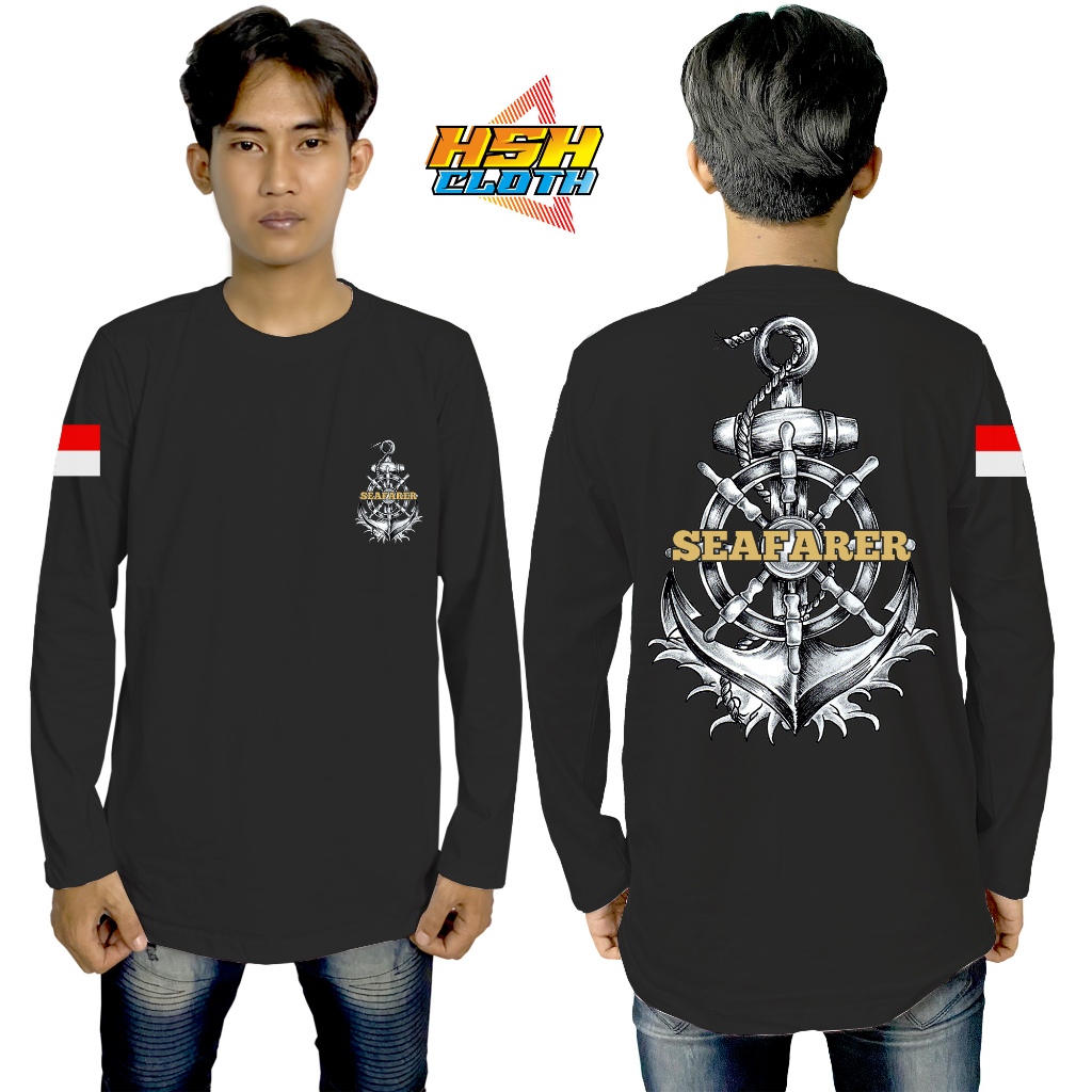 Baju Kaos Distro Lengan Panjang Pelaut Seafarer Jangkar Pelayaran Bisa Custom - HSHCloth