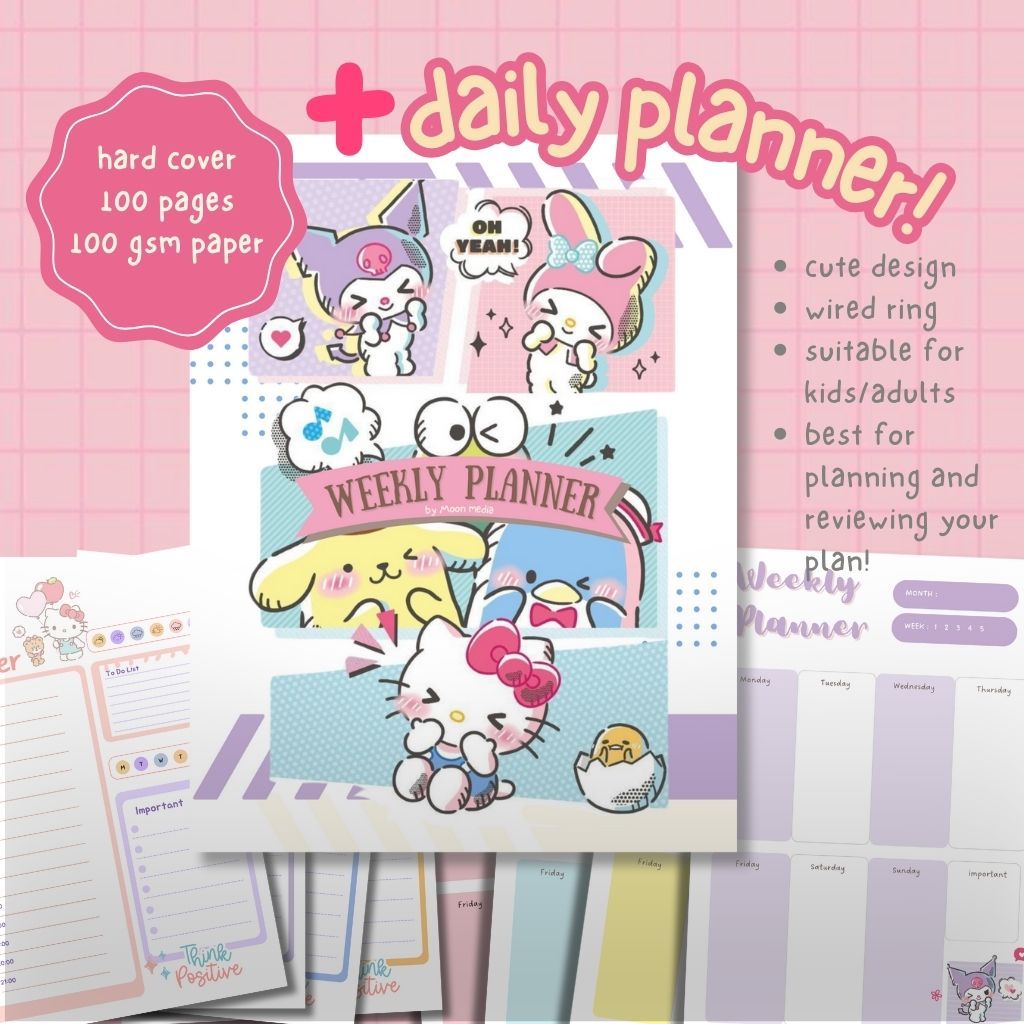 

Tebal 100 Gsm Weekly Planner Jurnal Planner Jurnal Book Notebook Diary Hard Cover Buku Agenda Kerja Diary Book Agenda Jurnal Buku Jurnal Sanrio [MOON MEDIA]