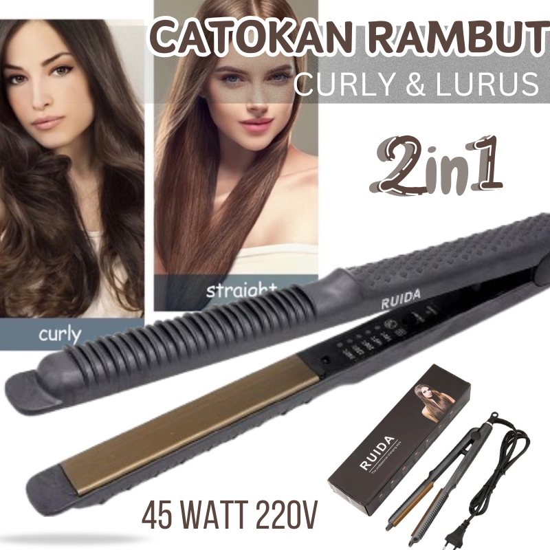Catok Rambut 2 in 1 Lurus Curly Ruida Catokan Pelurus dan Pengeriting Rambut Hair Styling