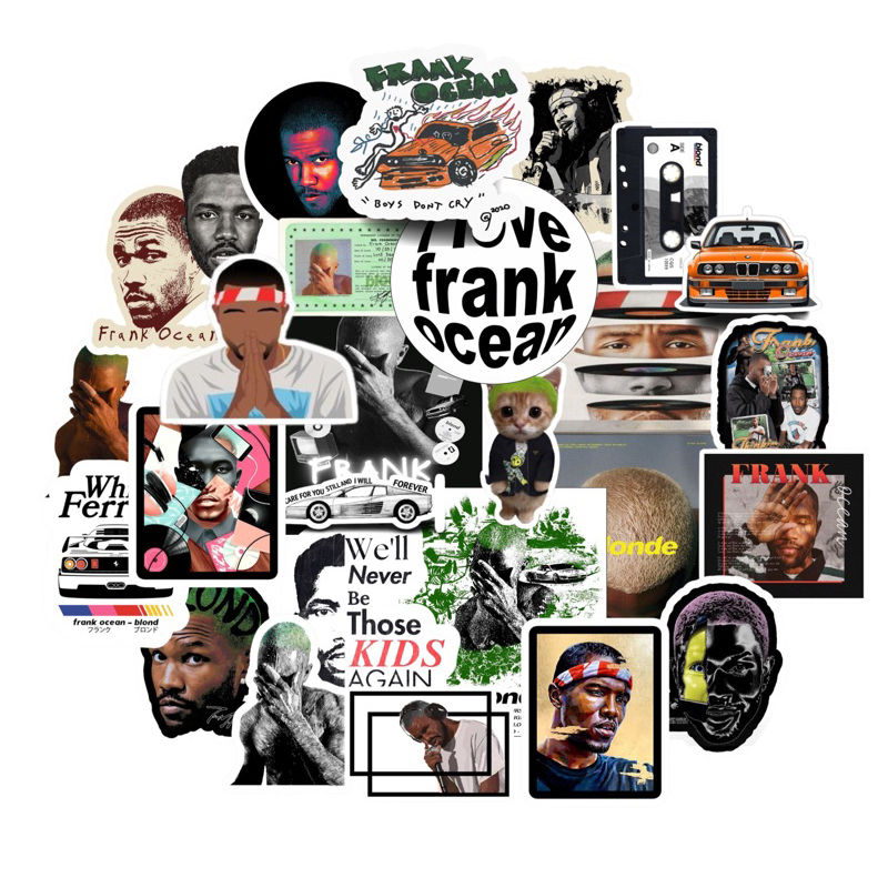 Frank Ocean Sticker Packs 30+ Pcs Anti Air Bahan Vinyl | Stiker Handphone / Ipad | Stiker Helm | Sti