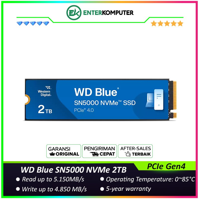 WD Blue SN5000 NVMe SSD 2TB M.2 PCIe Gen4 x4 / SSD 2TB