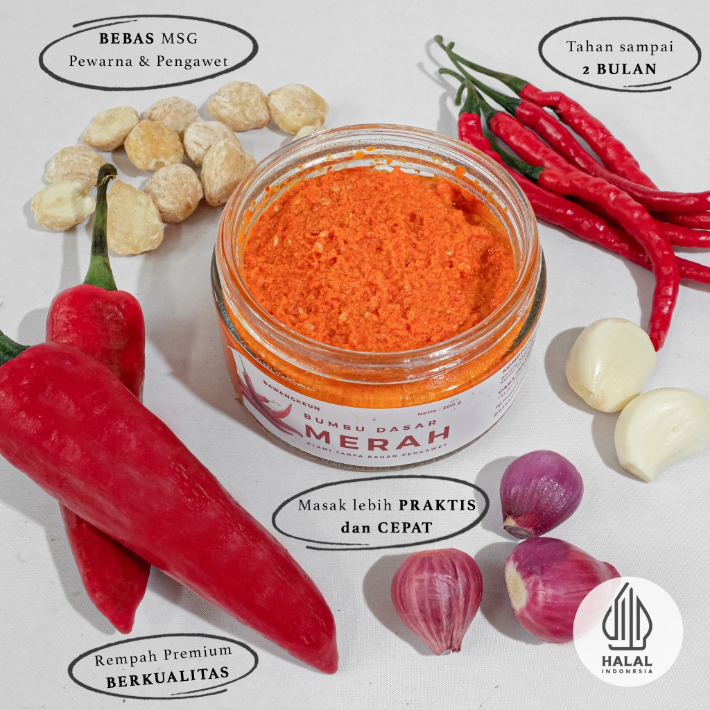 

Bumbu Dasar Merah BAWANGKEUN BUMBU Masak Dapur Instan Balado Gulai Rendang Padang Non Msg Mpasi