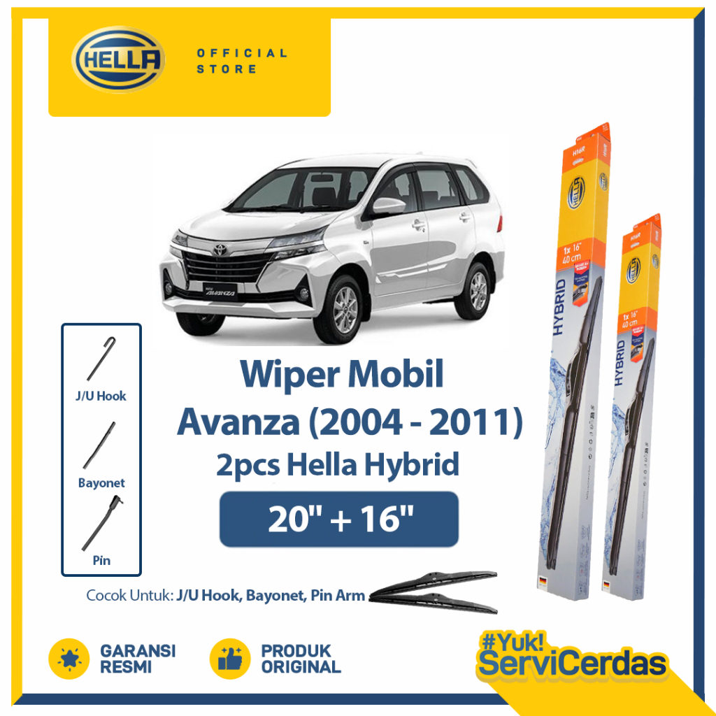 Wiper Mobil TOYOTA Avanza(2004-2011) 20”+16”(2pcs) - HELLA Hybrid