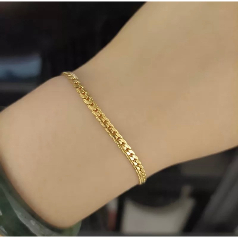 Gelang Tangan Titanium Asli Anti Karat Tidak Alergi Plat Sisik Naga