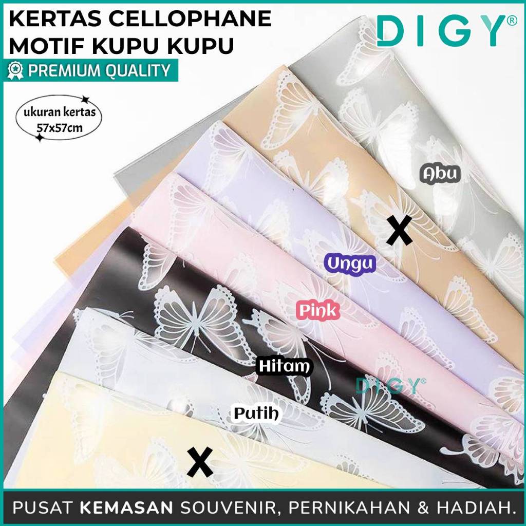 

[Harga / 5 Pcs] Kertas Cellophane Motif Kupu2 / Cellophane Wrapping Flower / Kertas Pembungkus Buket / Wrapping Paper Kertas Buket Kado / Kertas Buket / Kertas Bunga Flower