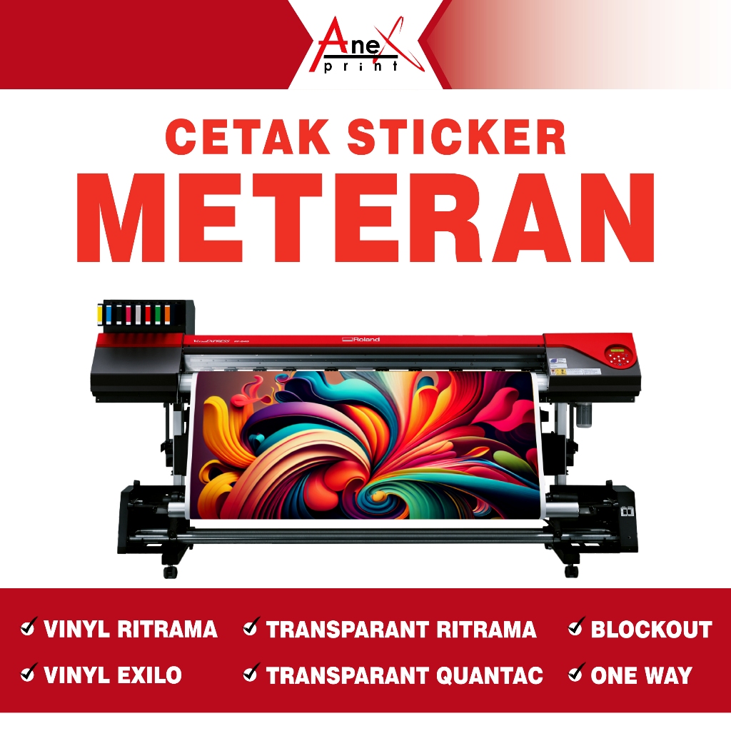 

PRINT STICKER VINYL METERAN MURAH / CETAK STICKER CUSTOM METERAN / PRINT STIKER TRANSPARANT / STICKER RITRAMA / STICKER BLOCKOUT / STICKER ONE WAY