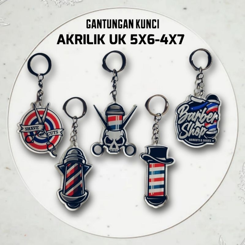 gantungan kunci akrilik"LOGO BARBER" bisa custom