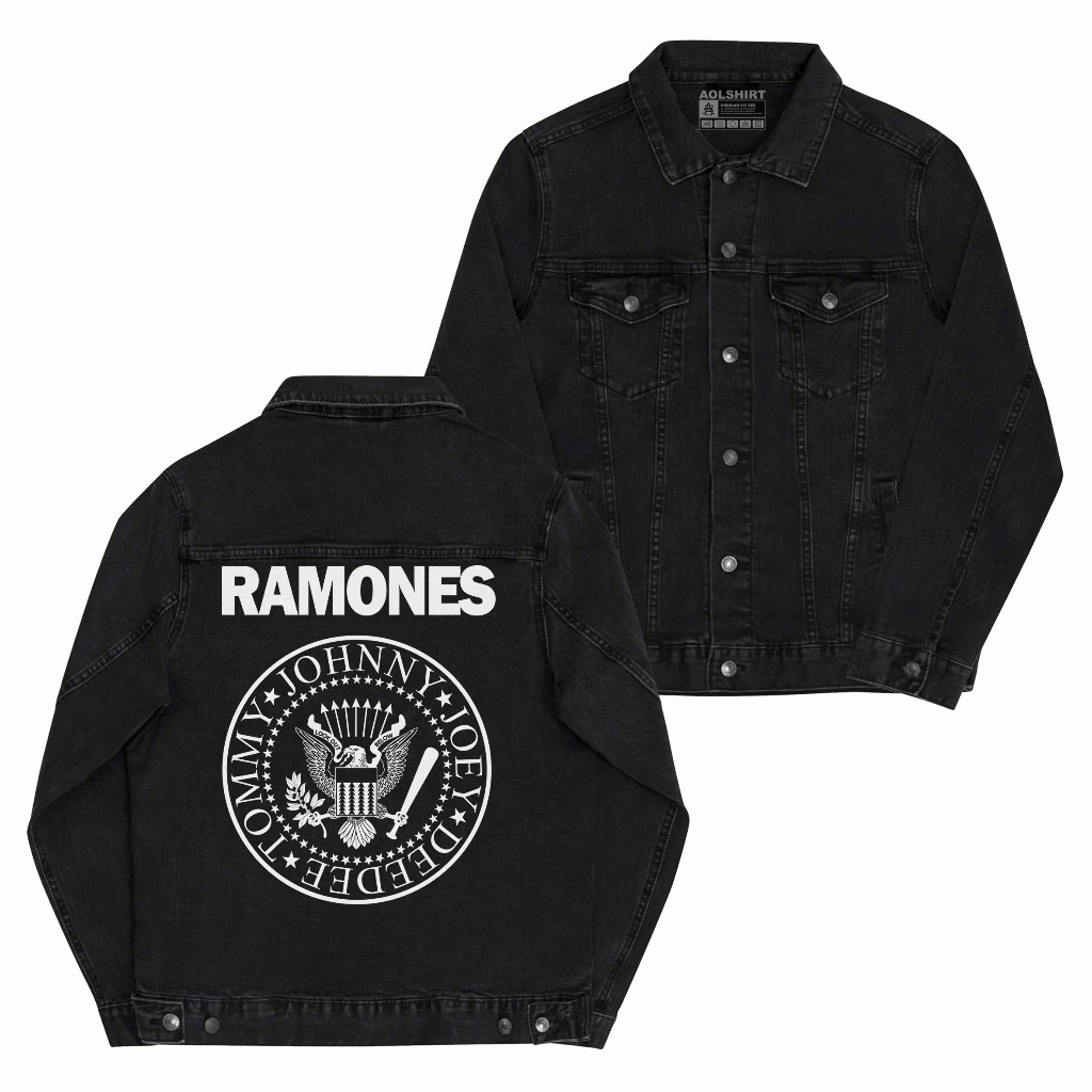 Aolshirt Jacket Denim Ramones Jacket Jeans Hitam Jacket Pria Hitam