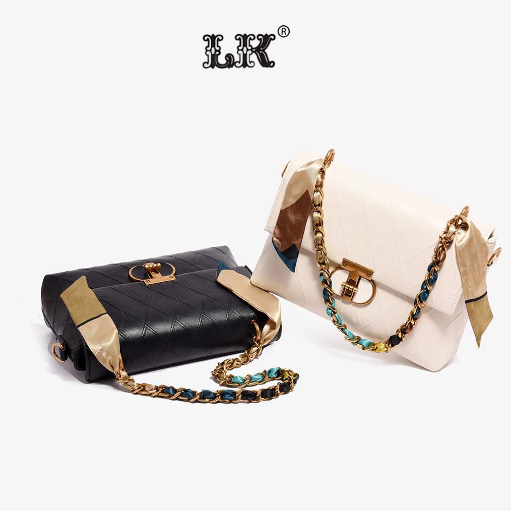Sling Bag GD23849 Tas Selempang Wanita Quilted Rantai Pendek Syal Import