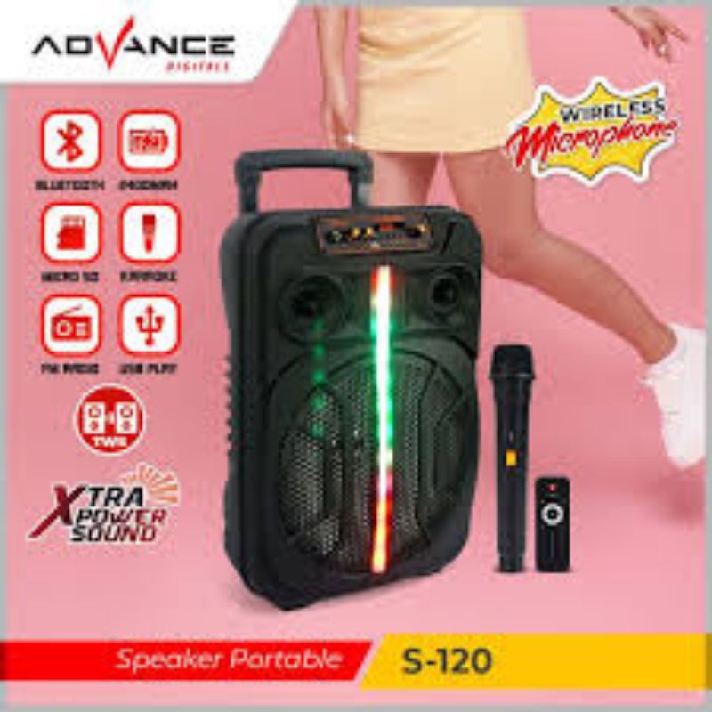 SPEAKER AKTIF FORTABLE KARAOKE BLUETOOTH ADVANCE S-120
