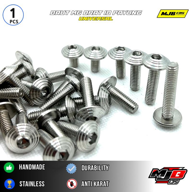 BAUT DRAT 10 M6 PAYUNG COSTUM SPIRAL HANDMADE STENLIS ( 1PCS BAUT )