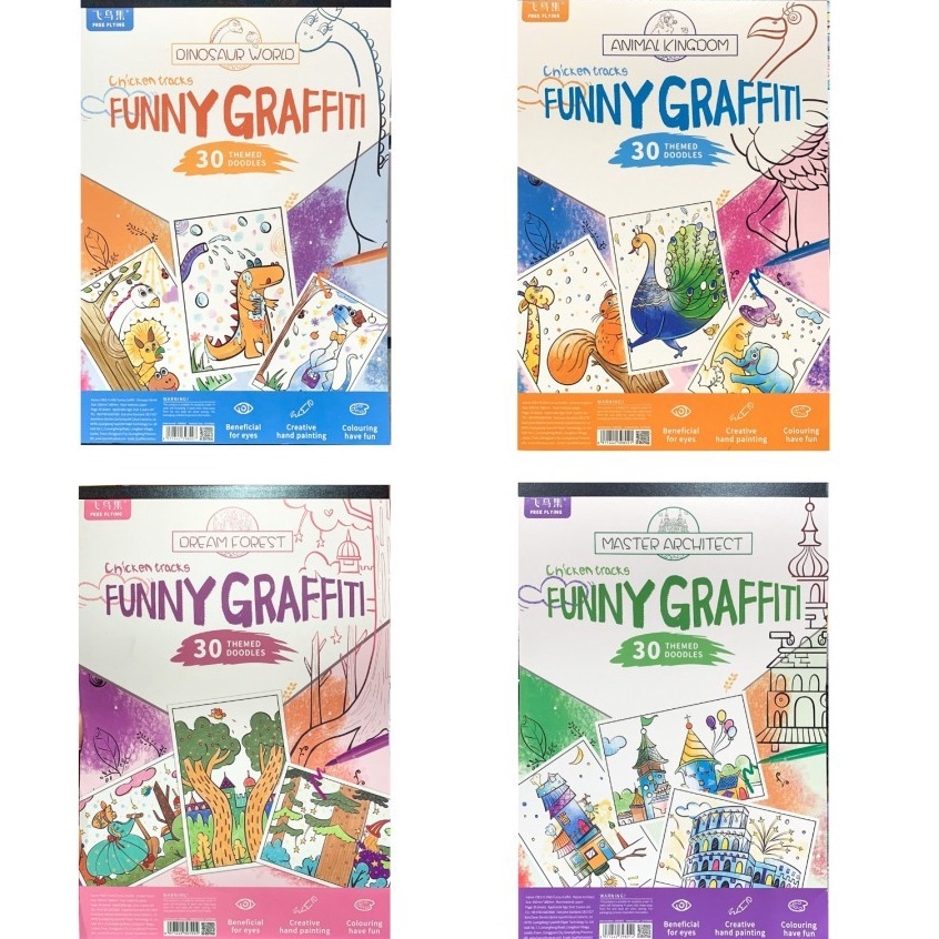 

Ready Ekonomis Funny Graffiti 3 Themed Doodles Giant Coloring Book Big Size Drawing