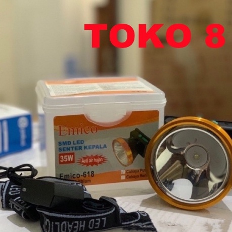 Kirim Segera  SENTER KEPALA LED  HEAD LAMP 35W E618 EMICO WATER PROOF KEPALA BESAR