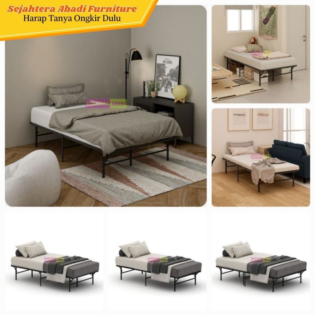 ranjang besi lipat, tempat tidur lipat besi, divan besi lipat, dipan, metal bed DASAR LIPAT MBD Pira