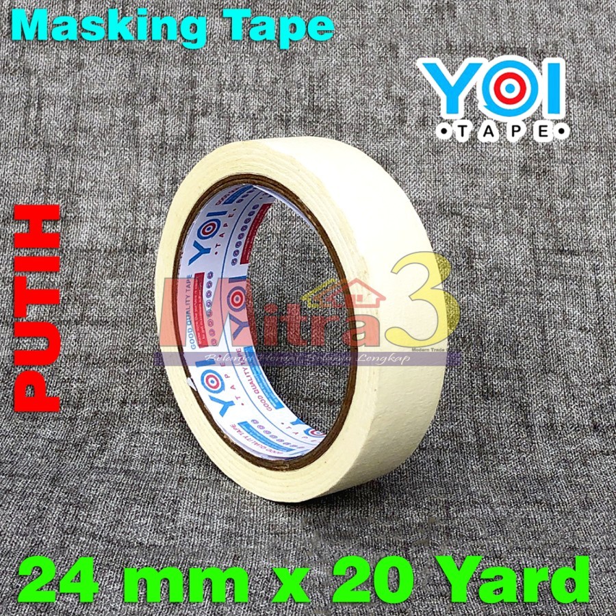 

Masking Tape / Lakban Isolasi Kertas Putih YOI Tape / Selotip Plester Dico Duco Kecil Besar