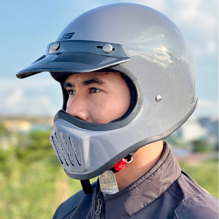 Helm JS Cakil Retro Polos Helm Motor Custom Full Face SNI