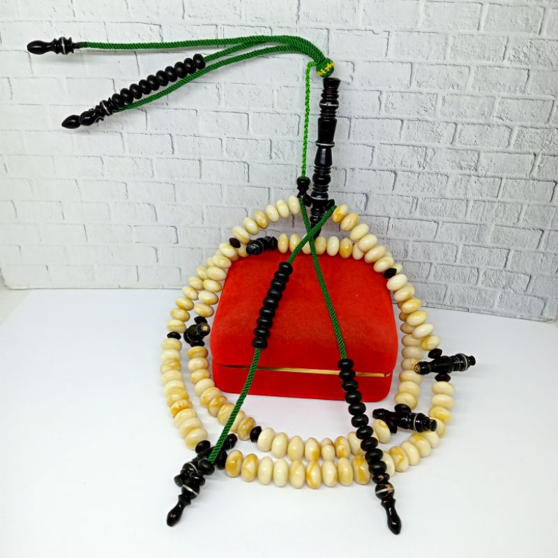 tasbih tijani batu Marjan putih kombinasi yuser black premium S57