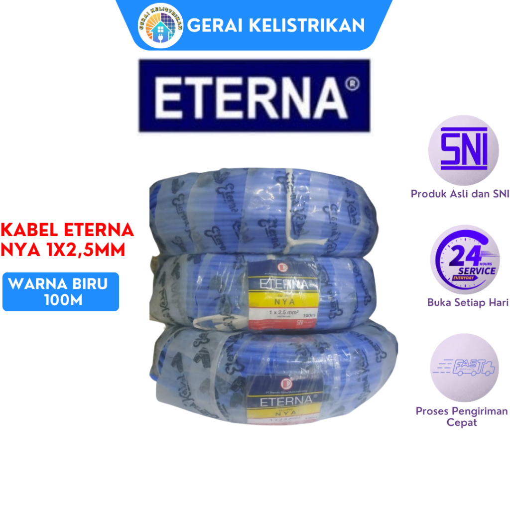 KABEL ETERNA NYA 1X2,5MM WARNA BIRU 100METER