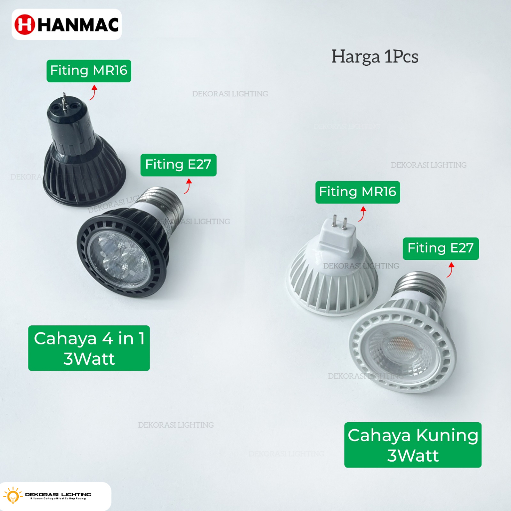 H3Q LAMPU HALOGEN LED 3W SOROT SPOTLIGHT WARM WHITE E27 MR16 G4 SPOT