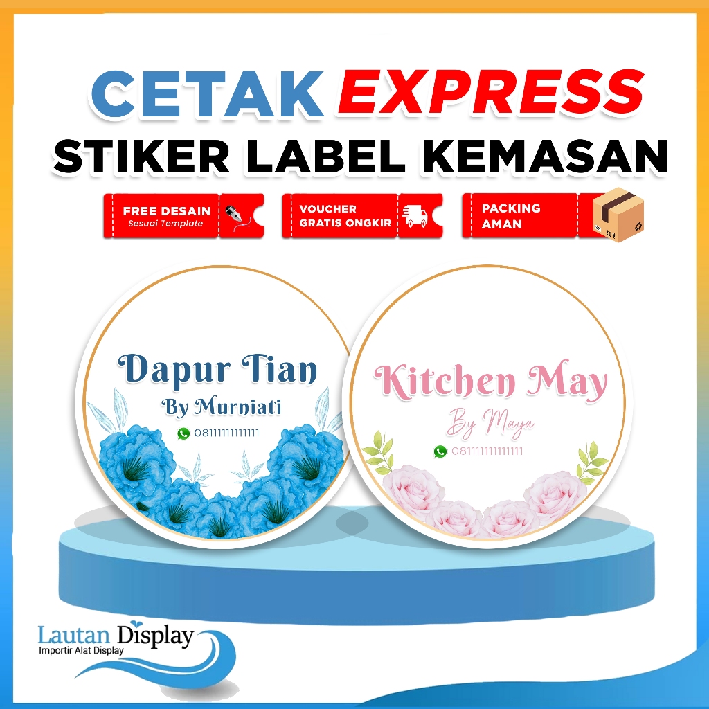 Cetak Sticker Logo Bulat Vinyl | Stiker Botol Minuman Label Custom | Label Makanan | Logo Makanan | 