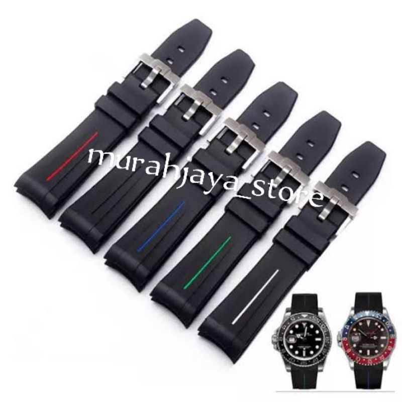 Rolex submarine GMT master strap jam tangan 20mm submariner rubber karet watch