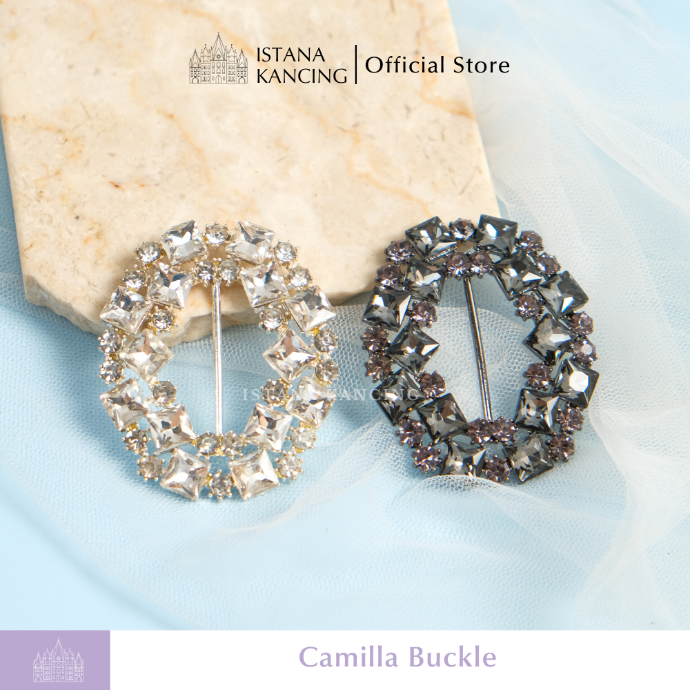 Ikat Pinggang Payet Mewah Belt Buckle Silver Black Payet Rangkai Camilla Buckle | Istana kancing.id