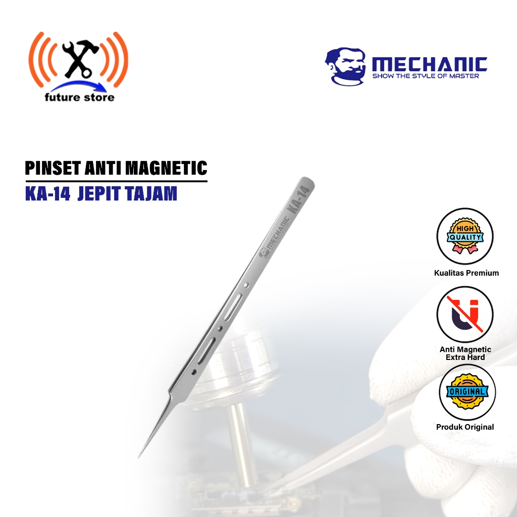 Mechanic KA14 MICRON EXTRA SHARP TWEEZER - Pinset Tajam Anti Magnetic - Pinset Tahan Karat - Alat Se