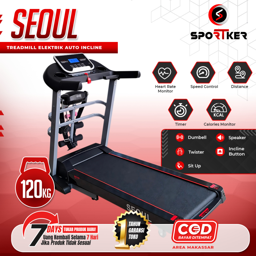 Alat Olahraga Treadmill Elektrik Auto Incline { FC SEOUL } Makassar