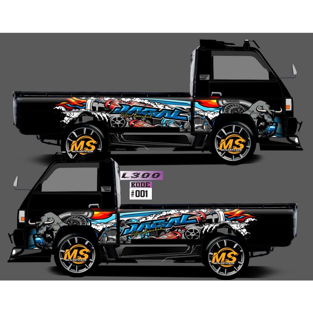 decal sticker body samping / striping mobil pick up l300