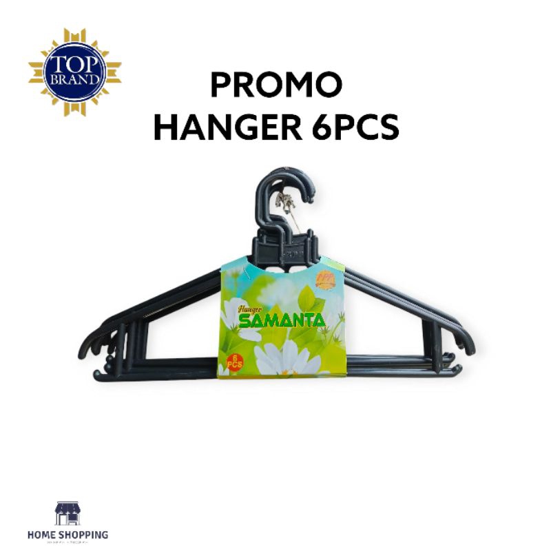 GANTUNGAN BAJU PLASTIK | KASTOK HANGER PLASTIK | GANTUNGAN BAJU CELANA MERK SAMANTA ISI 6PCS