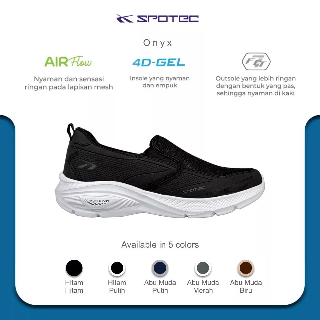 SPOTEC Sepatu WALKING Artikel ONYX-Hitam/Putih Spotec Original