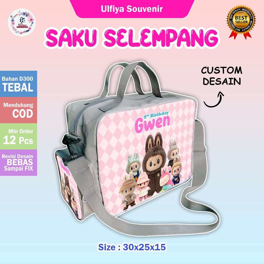 

PREMIUM MODEL SAKU SELEMPANG BAG Tas Ultah Murah Di Bawah 35 Ribuan Tema Labubu Dan Bisa Custom Tema Cewek Cowok, Foto, Nama
