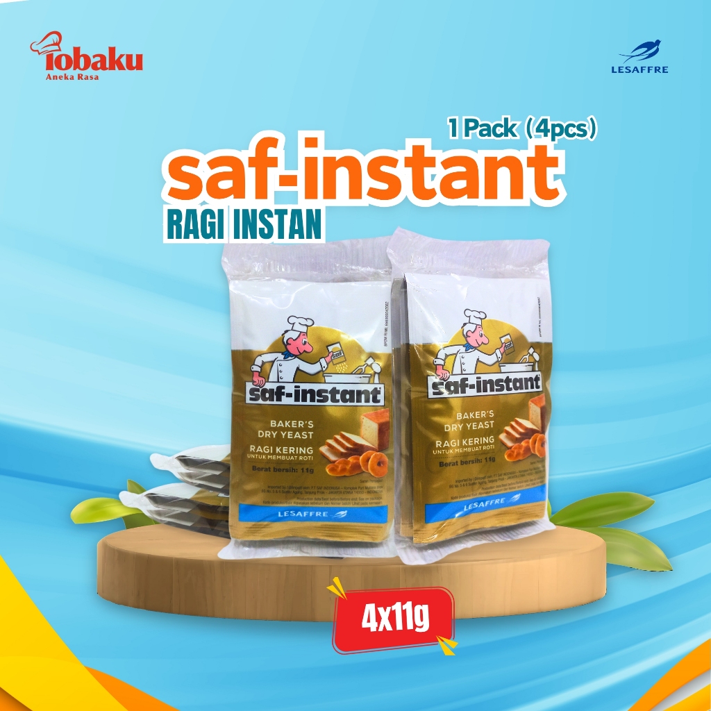 

SAF INSTANT GOLD Dry Yeast, Ragi Kering Instant 1 Pack (4x11g) _