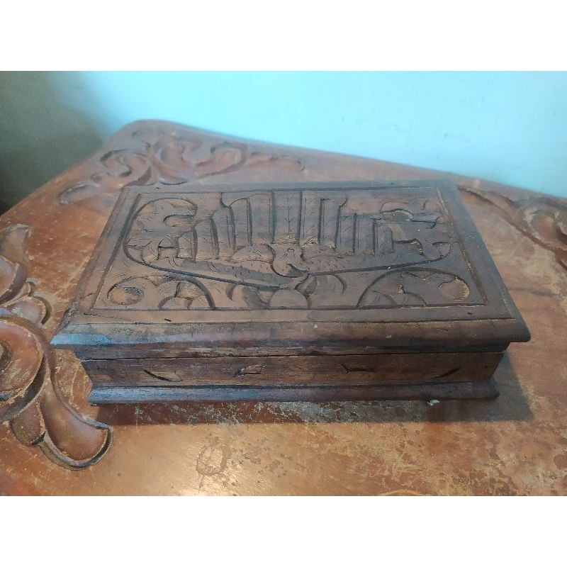 kotak perhiasan kayu ukiran kayu jati lawasan